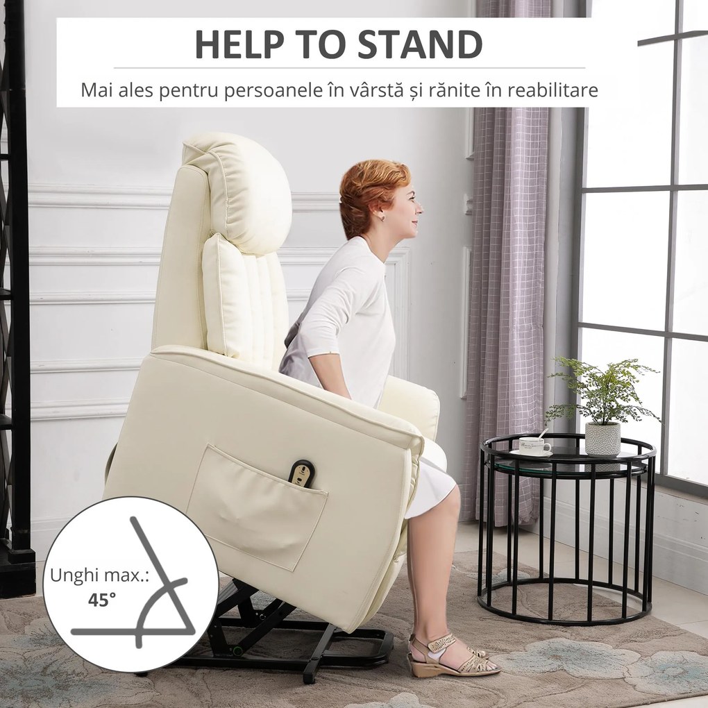 Fotoliu de Relaxare HOMCOM cu Ridicare Electrică, Reclinabil, cu Suport pentru Picioare, Telecomandă | Aosom Romania