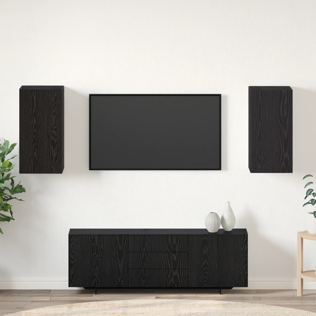 vidaXL Dulap pentru TV de perete 2 pcs Stejar negru Lemn compozit