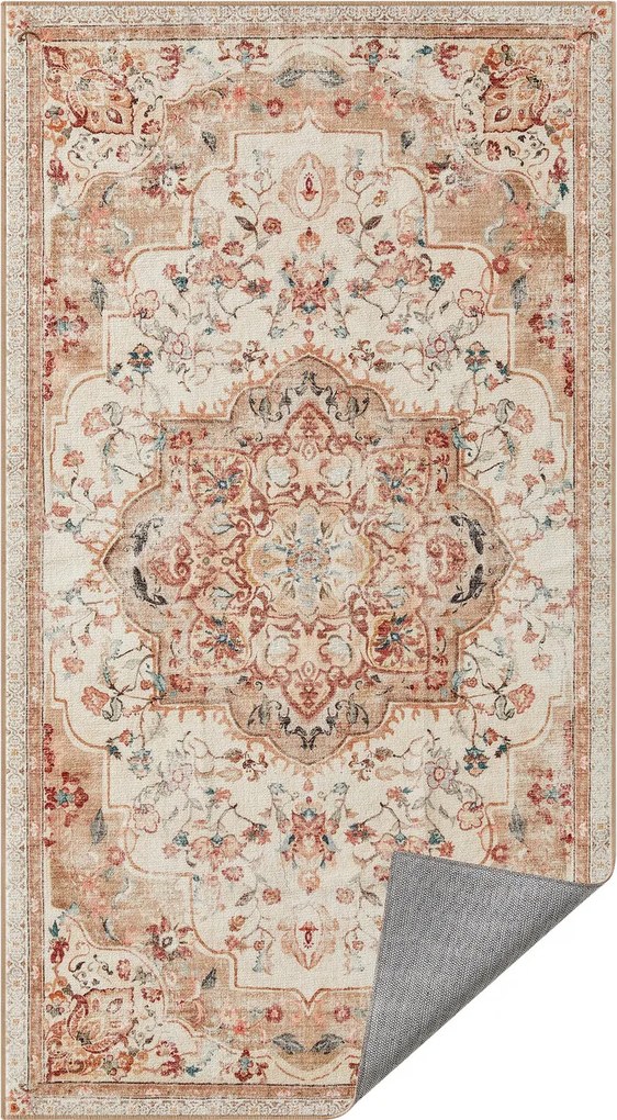 Covor antiderapant Songmics Vintage, 80x150 cm, lavabil la masina, poliester, cappuccino