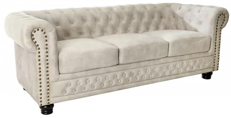 Canapea clasica stil englezesc Chesterfield 3 locuri, sampanie