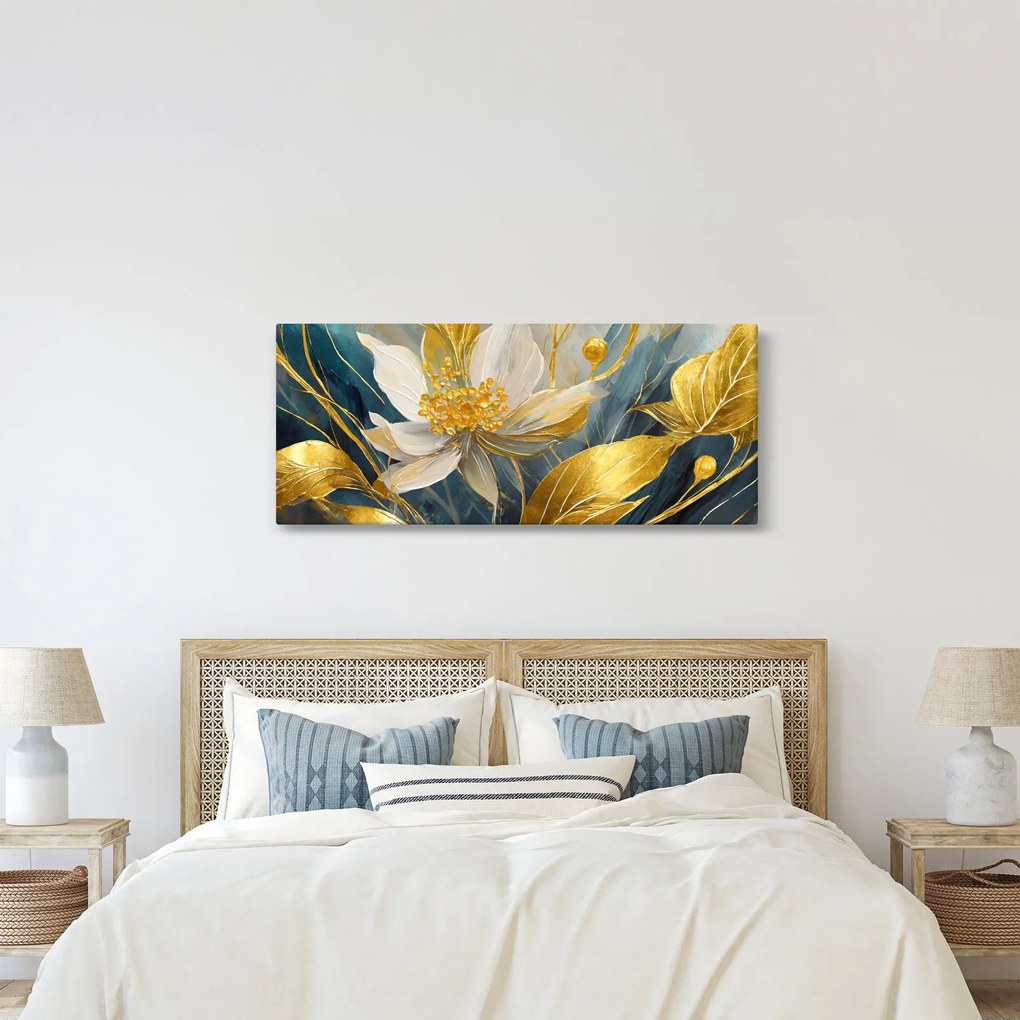 Tablou - Pictura de flori de aur (120x50 cm)