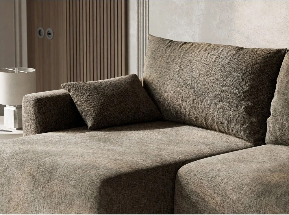 Colțar maro extensibil/cu spațiu de depozitare cu tapițerie din chenille (cu colț pe partea stângă/cu șezlong) Leon – Maison de Rêve