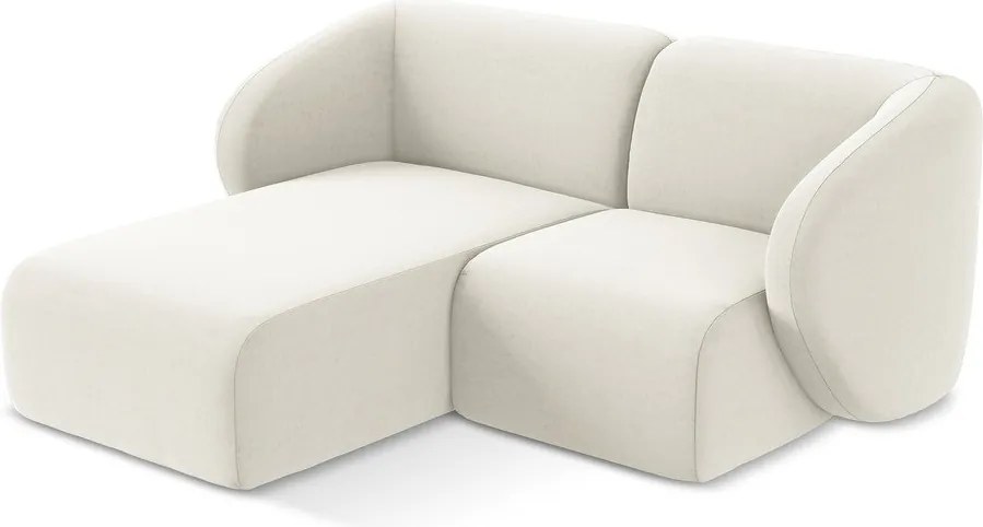 Colțar bej cu tapițerie din catifea (cu colț pe partea stângă/cu șezlong) Lani – Makamii