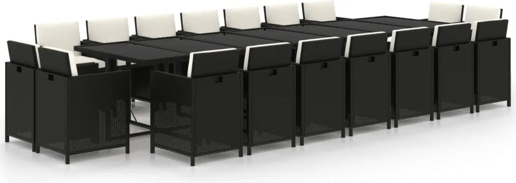 vidaXL Set mobilier de grădină cu perne, 19 piese, negru, poliratan