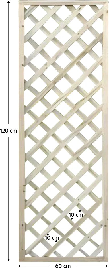 Ecran grilaj, natural, lemn, 60x120 cm, KALIFE TYP 1