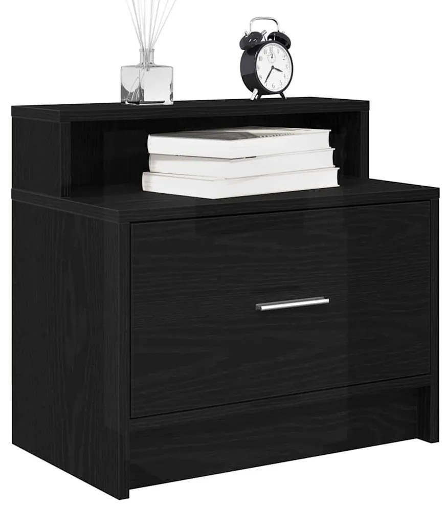 vidaXL Noptiera cu sertar stejar negru 51x31x47 cm