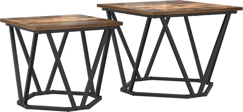 vidaXL Set măsuțe laterale 2 pcs Stejar fumuriu