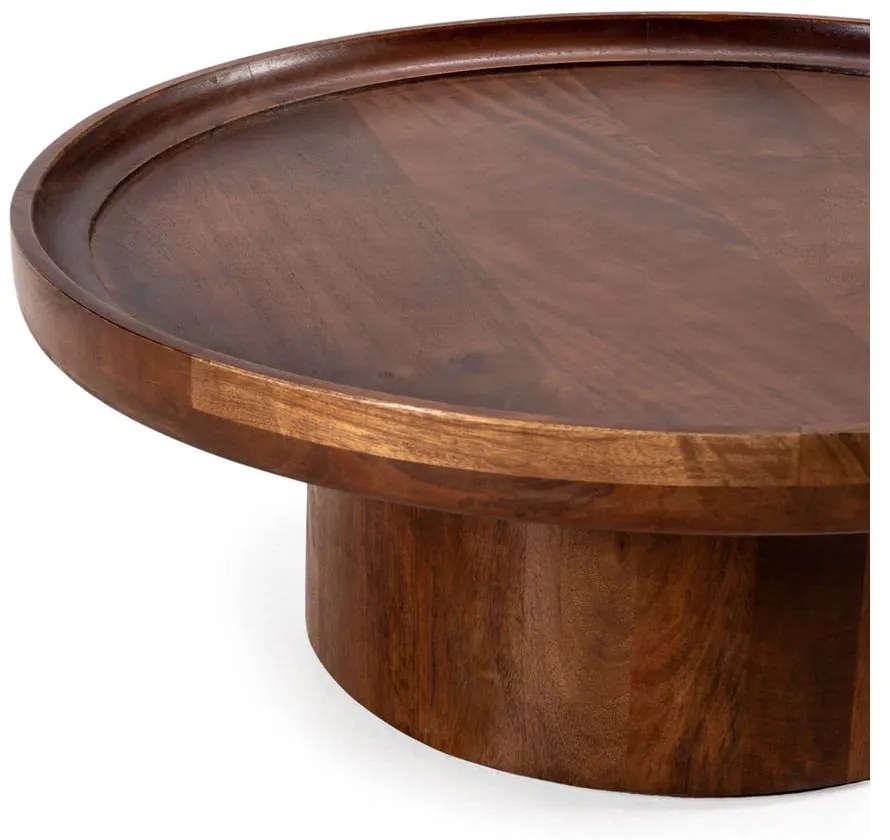 Măsuță de cafea maro închis rotundă din lemn de mango 80x80 cm Giselle – MOME