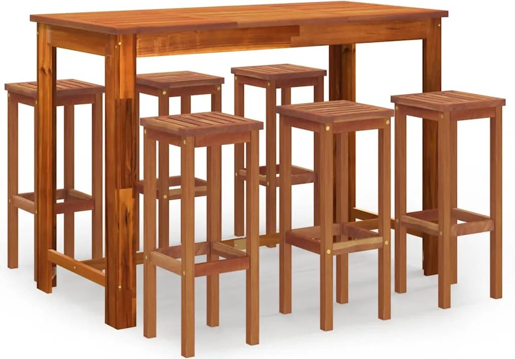 vidaXL Set bar de grădină, 7 piese, lemn masiv de acacia