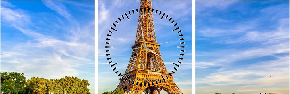 Tablou- Turnul Eifel (cu ceas) (90x30 cm)