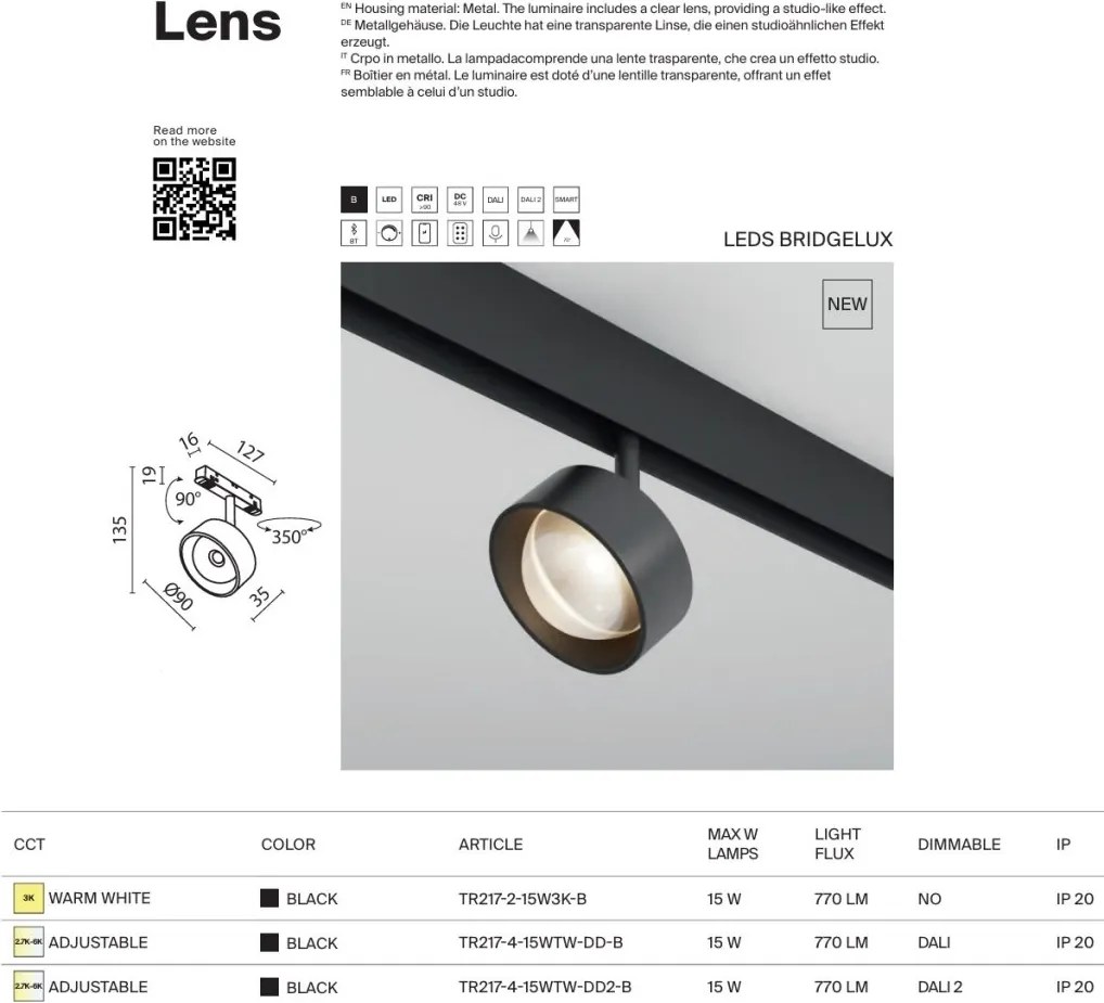 Spot LED pentru sina magnetica Exility Lens LED 3000K