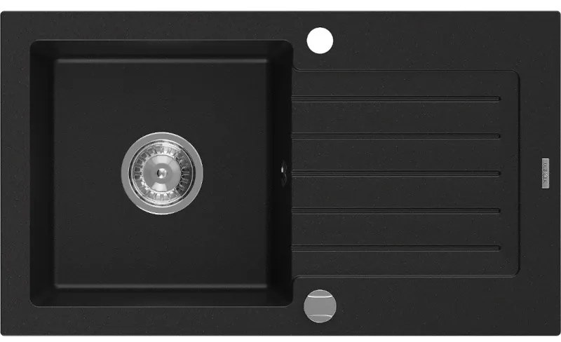 Mexen Pablo chiuvetă din granit cu 1 compartiment cu picurător 752 x 436 mm, Neagră - 6510751010-77