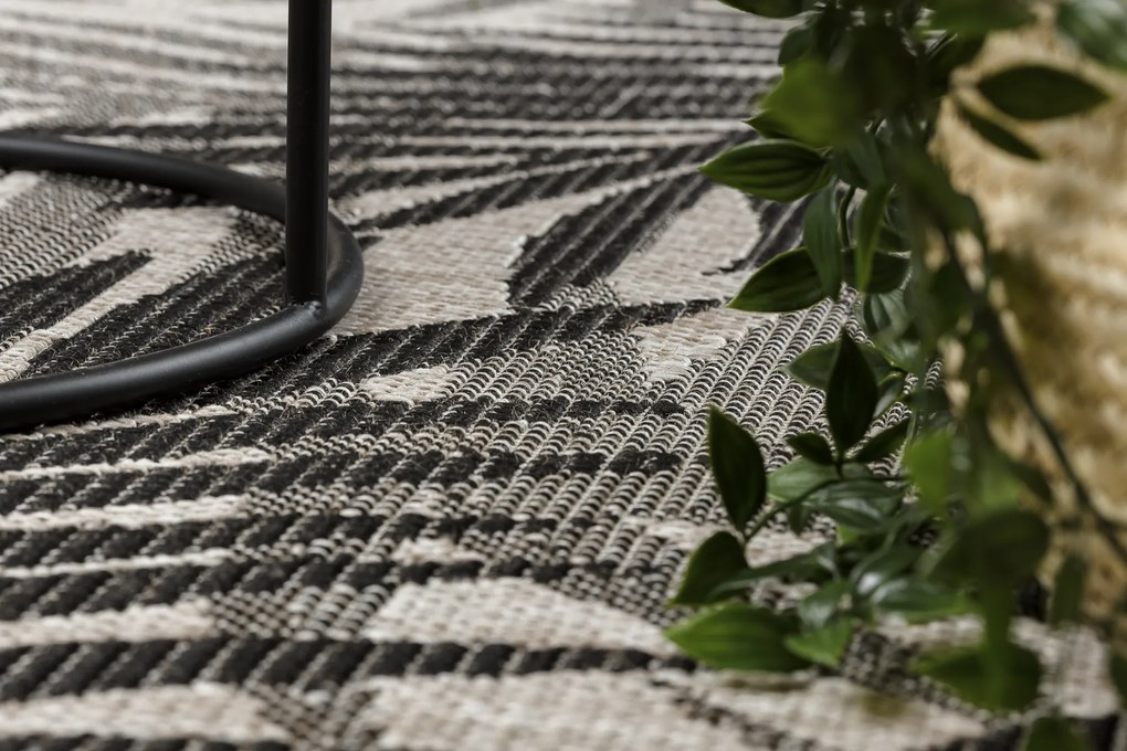 Covor sisal Floorlux 20504 Frunze argintiu si negru Junglă