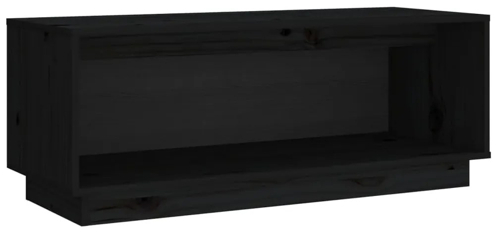 813833 vidaXL Comodă TV, negru, 90x35x35 cm, lemn masiv de pin