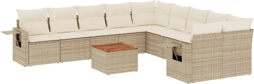 vidaXL Set canapele de grădină cu perne, 11 piese, bej, poliratan