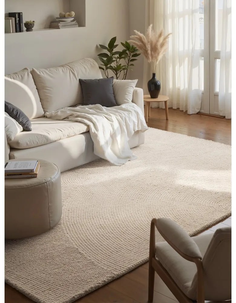 Covor în culoare naturală deschisă, țesut manual, din lână 200x300 cm Eleni Natural White – Hanse Home