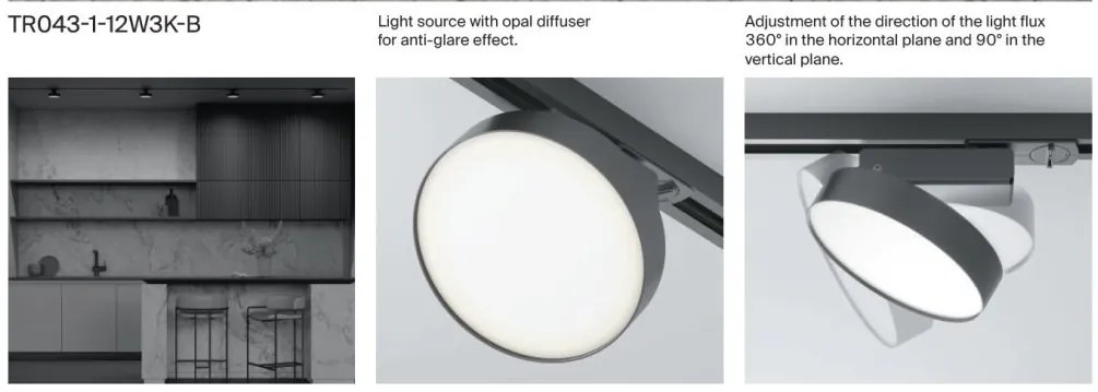 Spot LED, accesoriu pentru sinele monofazate Unity, Zon negru 4000K