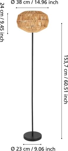 Eglo SHELDON 44146 - lampă de podea, 1xE27/40W/230V, maro