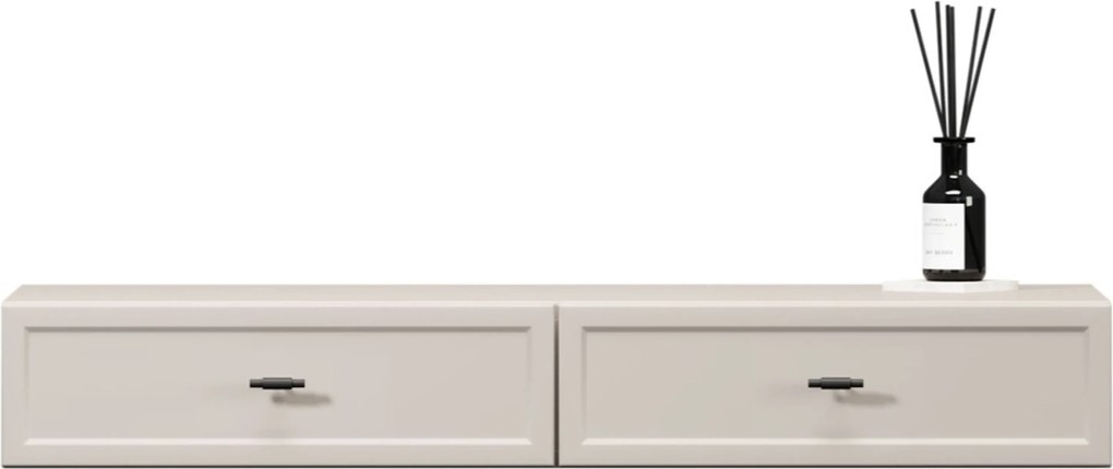 Consolă / măsuță toaletă suspendată Lorini 100 cm cu sertare - cașmir / mânere negre T-bar