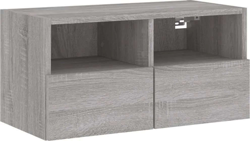vidaXL Comodă TV de perete, gri sonoma, 60x30x30 cm, lemn prelucrat