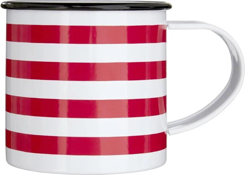Cană metalică Premier Housewares Red Stripes, 350 ml, ab-roșu