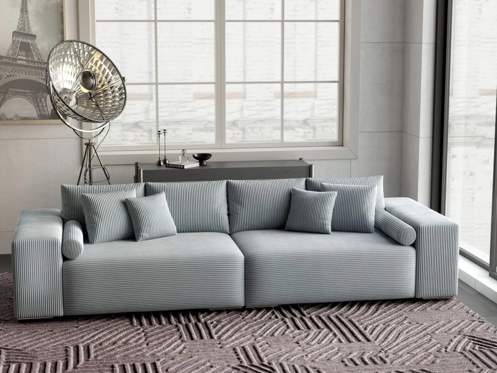Canapea extensibilă dumonde cu ladă de depozitare si sezut confortabil din spuma high-density, Marbela Zoom Grey XXL 295x100 cm
