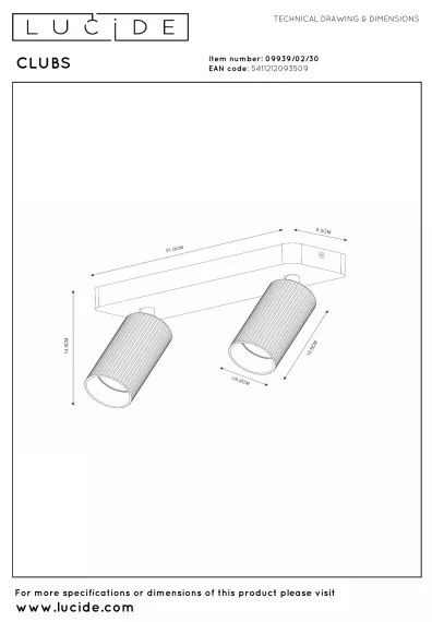 Lucide 09939/02/30 - Spot CLUBS 2xGU10/40W/230V negru