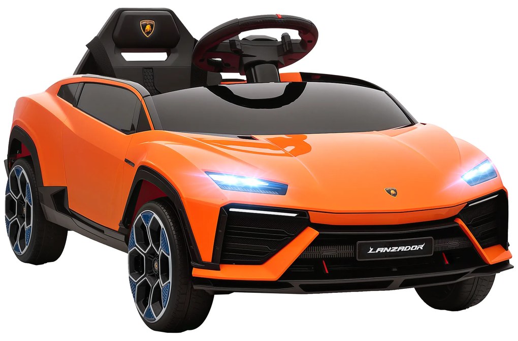 AIYAPLAY Mașină Electrică pentru Copii sub Licență Lamborghini cu Claxon și Telecomandă, 101.5x49x43 cm, Portocalie | Aosom Romania