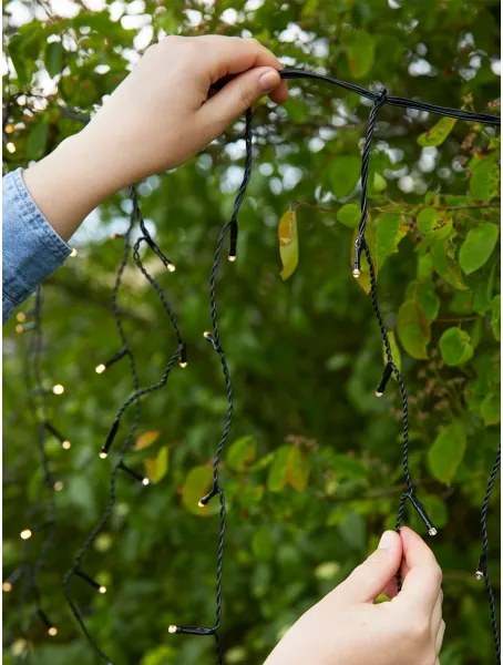 Markslöjd 108179-LED Perdea luminoasă de Crăciun pentru exterior GARDEN24, 160 LED / 24 V, 3,1 m, alb cald