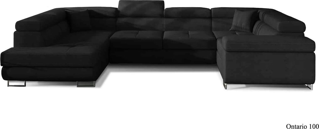 Colțar lemn masiv Formă U Extensibil Lety 340x202cm Personalizabil - Monolith 84 + Monolith 97, Stânga
