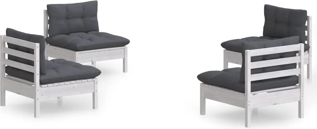 vidaXL Set mobilier grădină cu perne antracit, 4 piese, lemn de pin