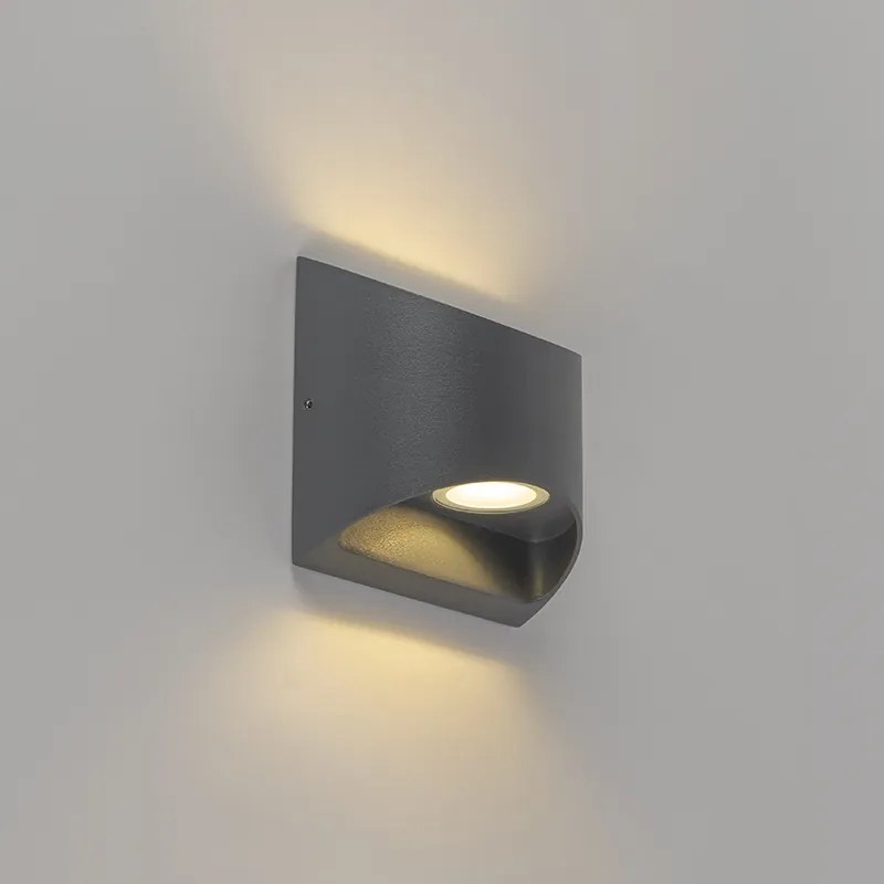 Lampă de perete modernă pentru exterior gri închis cu LED 2 lumini IP54 - Mal
