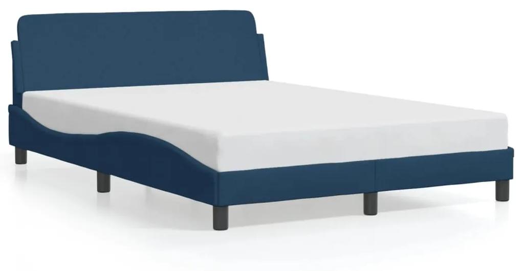 373151 vidaXL Cadru de pat cu tăblie, albastru, 120x200 cm, textil