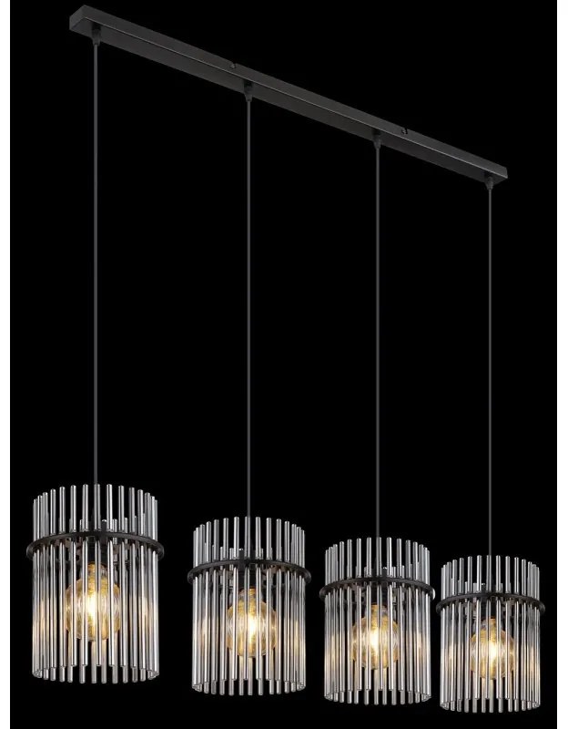 Lustra suspendata 4L design modern GORLEY negru, fumuriu