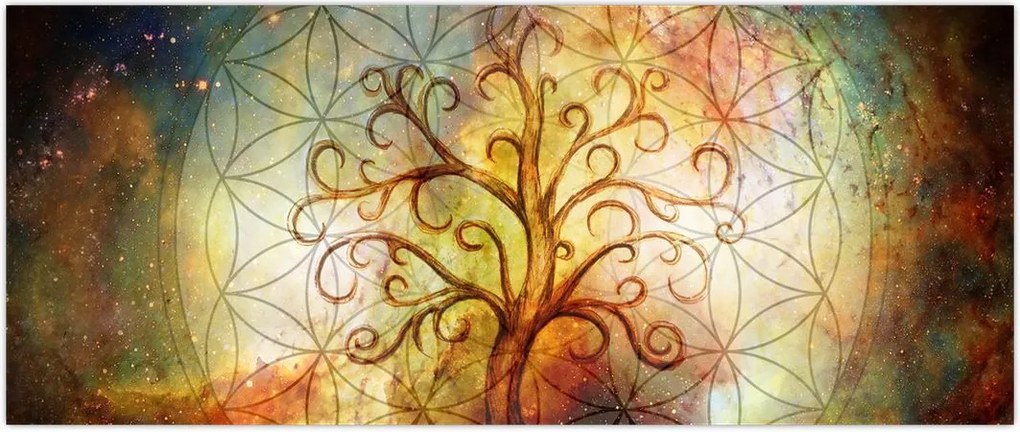 Tablou abstract cu copac (120x50 cm)