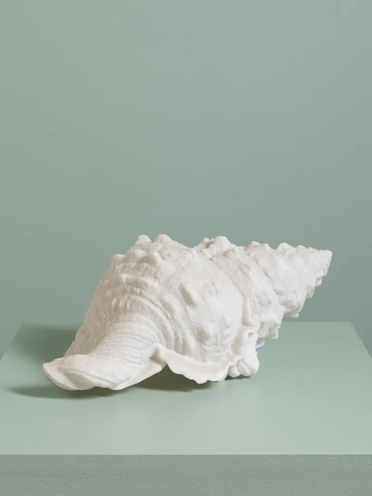 Lampa de masa in forma de scoica , din rășină si pulbere de piatra , "Shell"