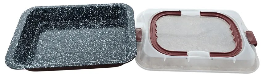 Tava Inalta de Copt Ceramica Blaumann Cerastone cu Capac din Plastic, 36x24,5x5,5 cm ,   Eleganta si Functionalitate in Bucataria Ta