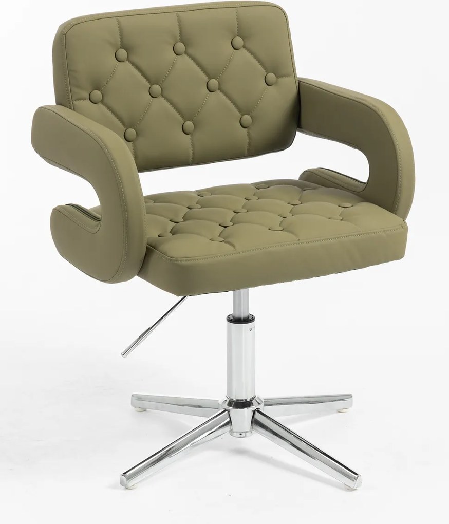 HR8403CROSS Scaun Khaki Piele Ecologica Premium Soft cu Bază Cromata