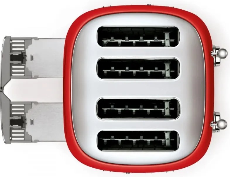 Prăjitor de pâine SMEG 50's Style TSF03RDEU, 2000 W, 4 felii, 6 niveluri, Tava pentru firimituri, Cablu integrat, Oțel inoxidabil, Roșu