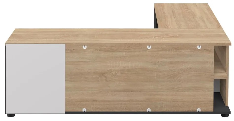 Comodă TV negru-natural cu aspect de lemn de stejar 130x46 cm Angle – TemaHome