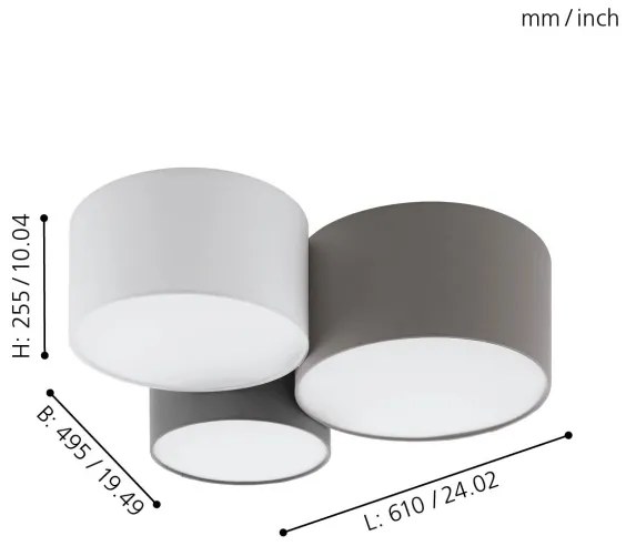 Eglo 97479 - Plafonieră PASTORE 3xE27/60W/230V