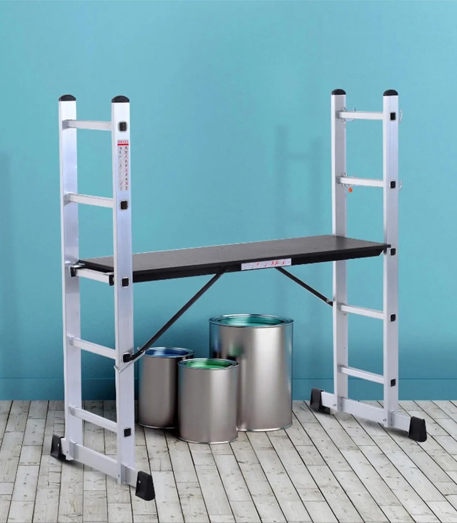 Schela cu scara dubla aluminiu  5 trepte 3 moduri utilizare 140 cm