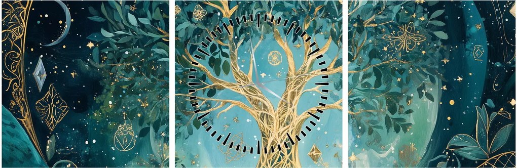 Tablou – Arborele vieții în univers (cu ceas) (90x30 cm)