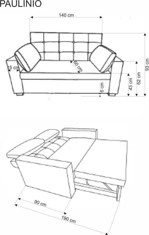 Canapea două locuri Paulito (gri). 1092552