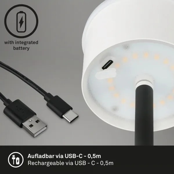 Briloner 1438015 - Lampă de podea LED dimabilă KIKI, 4,3 W/5 V, IP44, 2600 mAh, negru