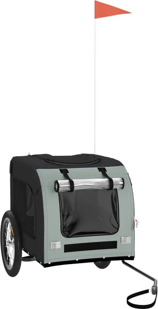 vidaXL Remorcă bicicletă animale companie gri/negru textil oxford/fier