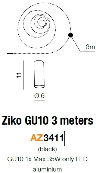 Accesoriu/ Cablu 3 metri cu pendul Ziko GU10 ZZ AZ3411