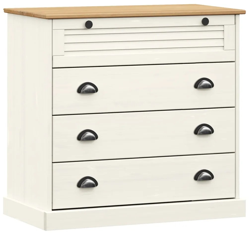 vidaXL Comodă cu sertare VIGO, alb, 80x40x76 cm, lemn masiv de pin