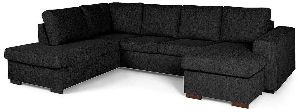 Colțar Scandinavian Choice B103Negru, 266x201x82cm, Picioare: Lemn