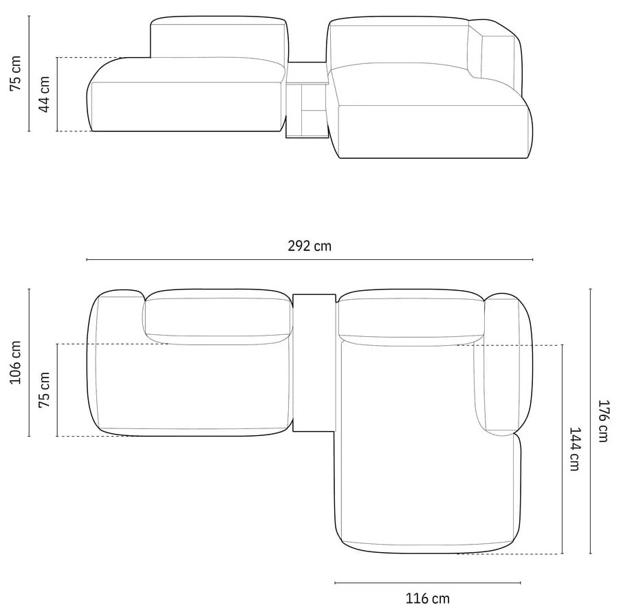 Colțar modular bej (cu colț pe partea dreaptă) Martina – Micadoni Home